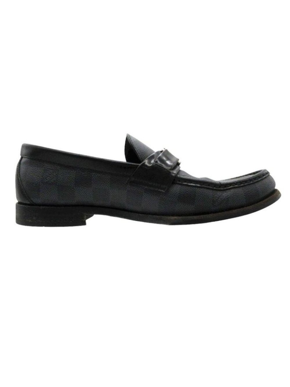 Louis Vuitton Loafers Damier Shoes LV Logo Leather Major Line 7 Gray - Picture 3 of 9